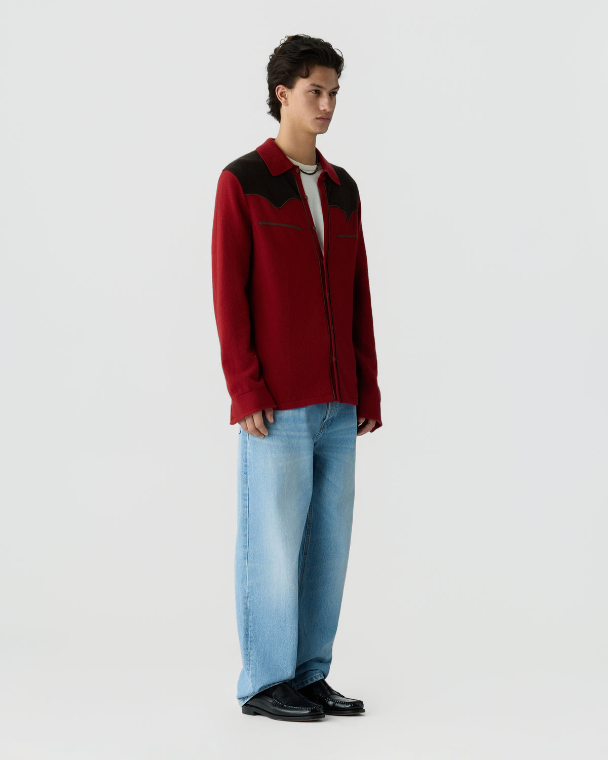 Western Button Up! Shirt - Carmine/Burnt Cocoa