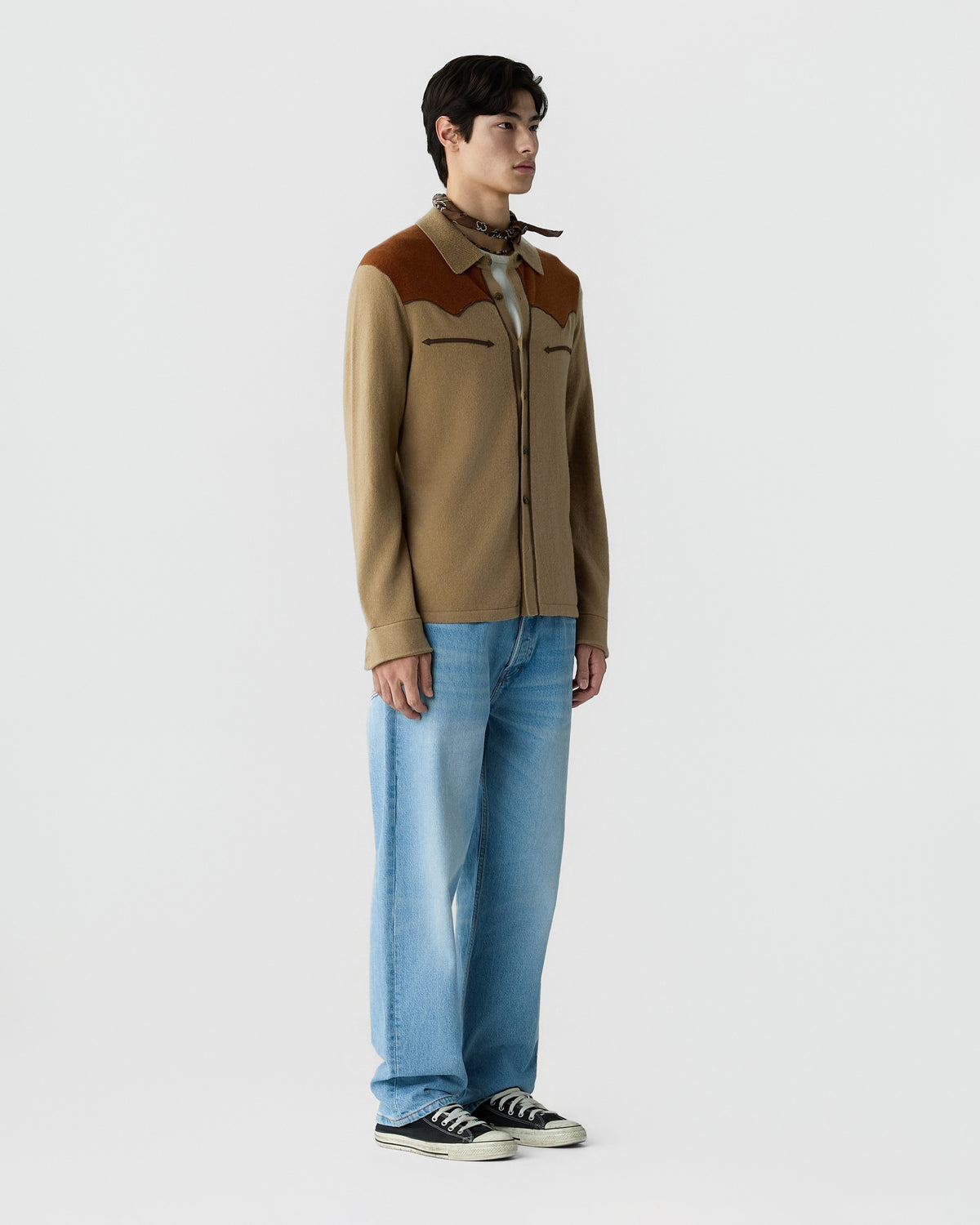 Western Button Up! Shirt - Camel/Burnt Sienna