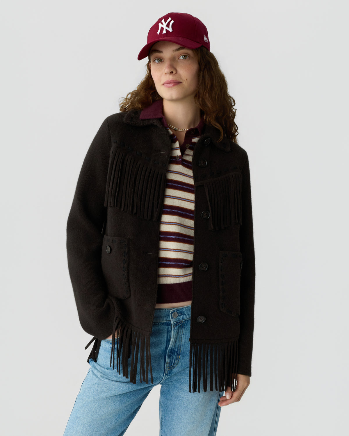 Western Fringe Jacket - Burnt Cocoa