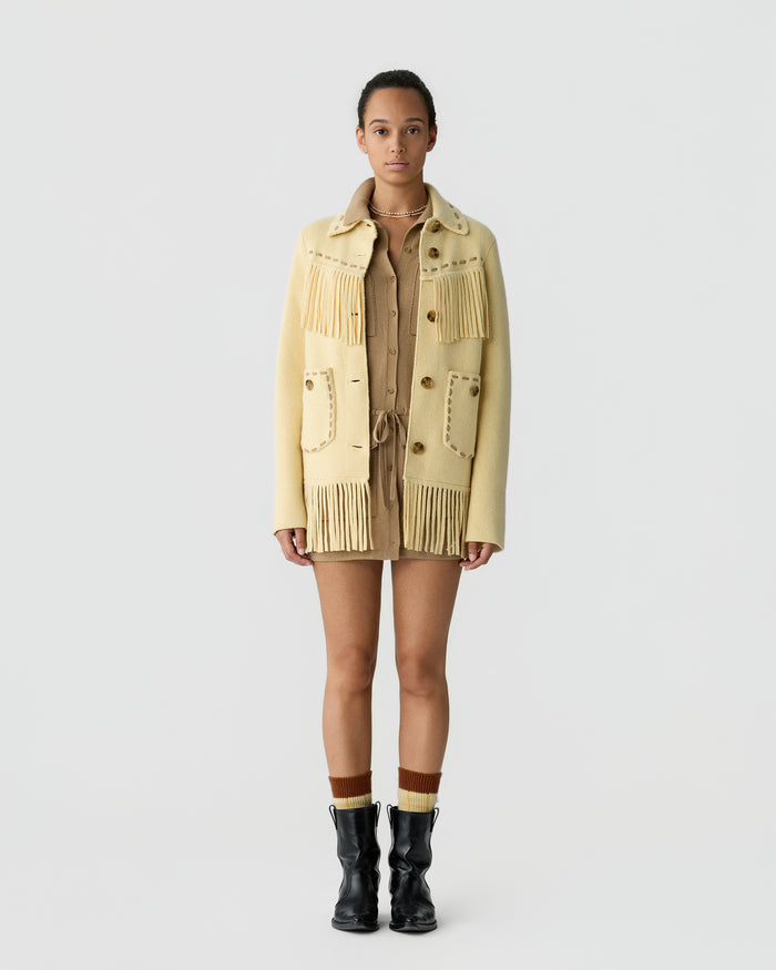 Guest in Residence — Western Fringe Jacket - Butter