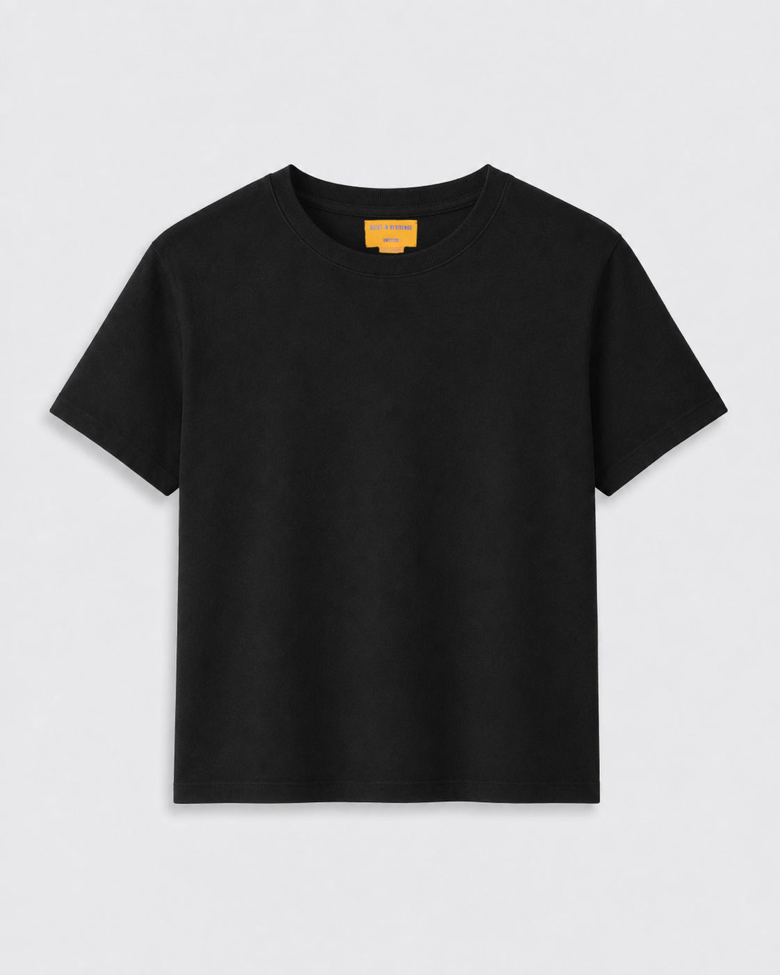 Cropped Tee - Black shown in a front view with a crew neckline and short sleeves on a light background
