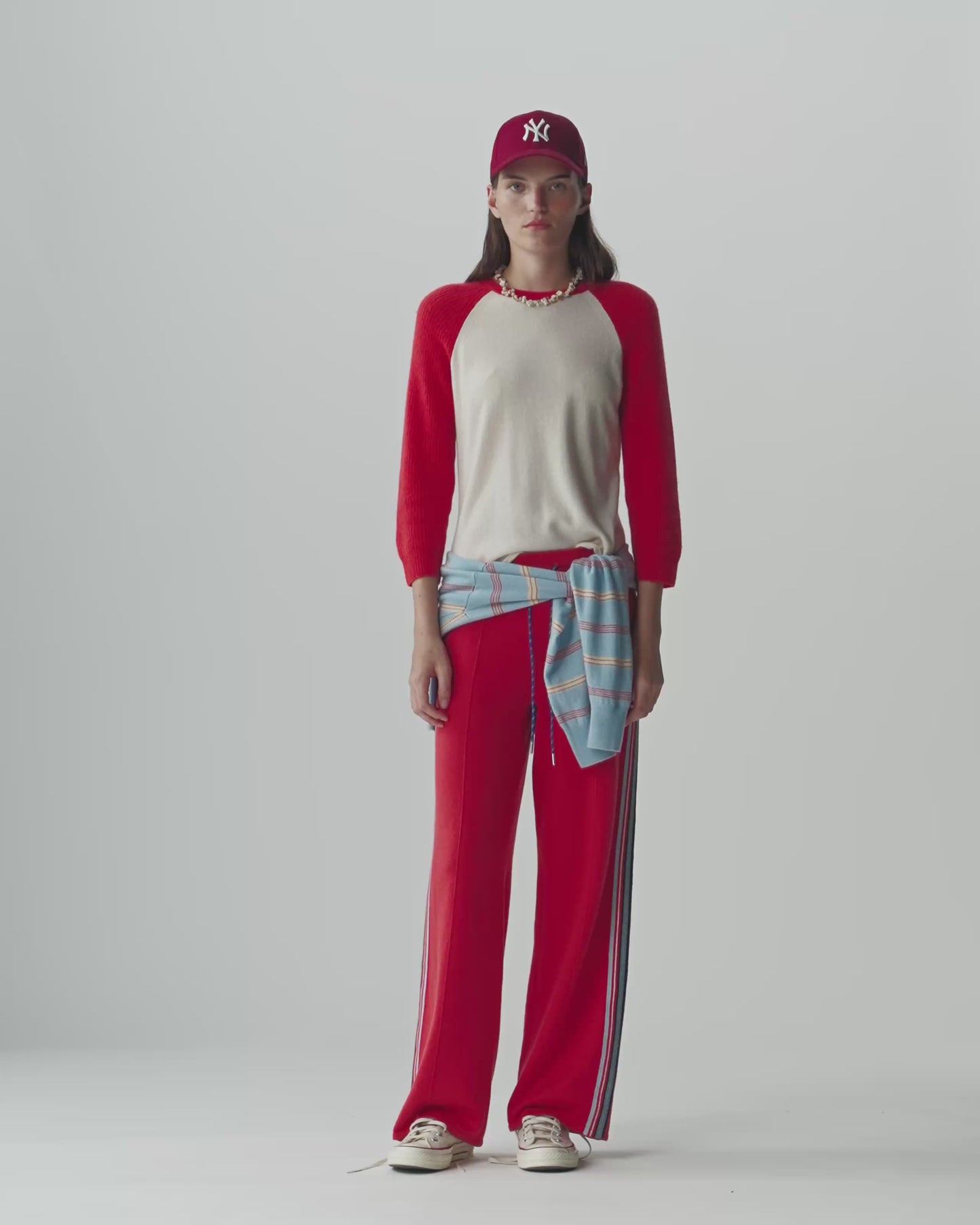 Baseball Tee - Cream/Scarlet