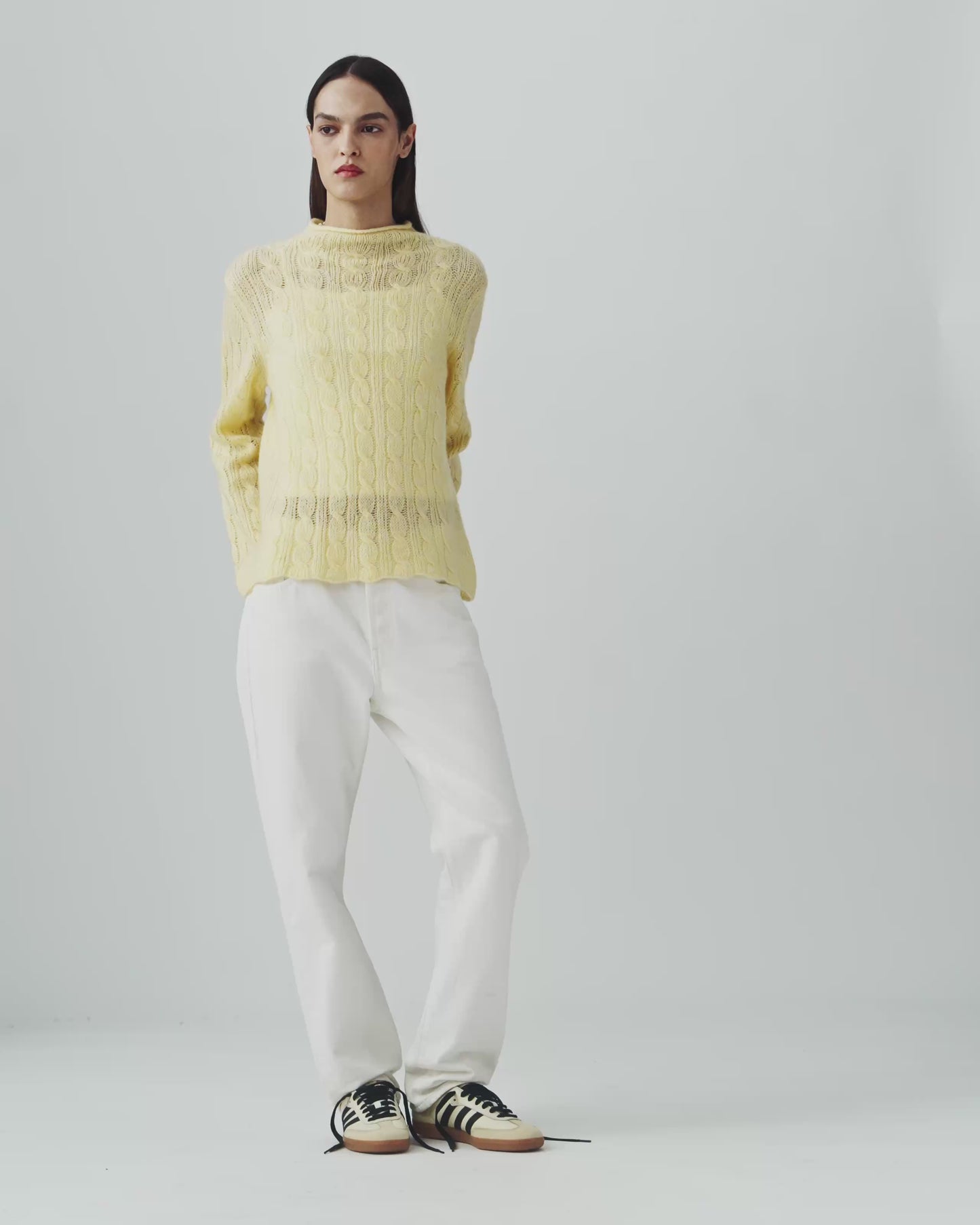 Cable Mock Neck Top - Butter