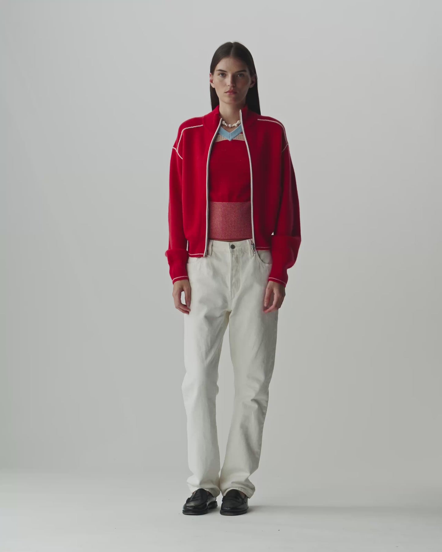 Track Jacket - Scarlet/Cream