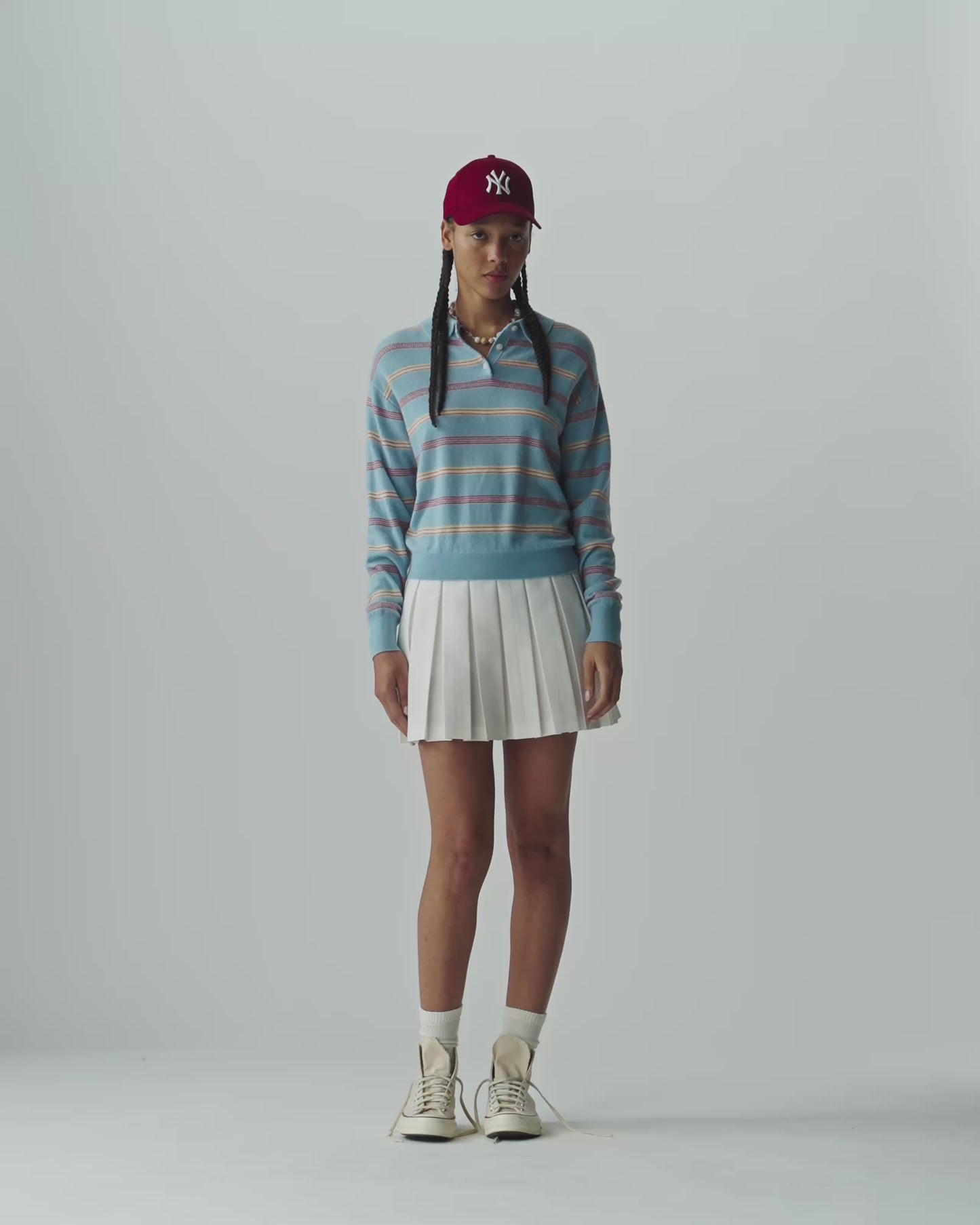 Collegiate Stripe Polo - Clear Sky Combo