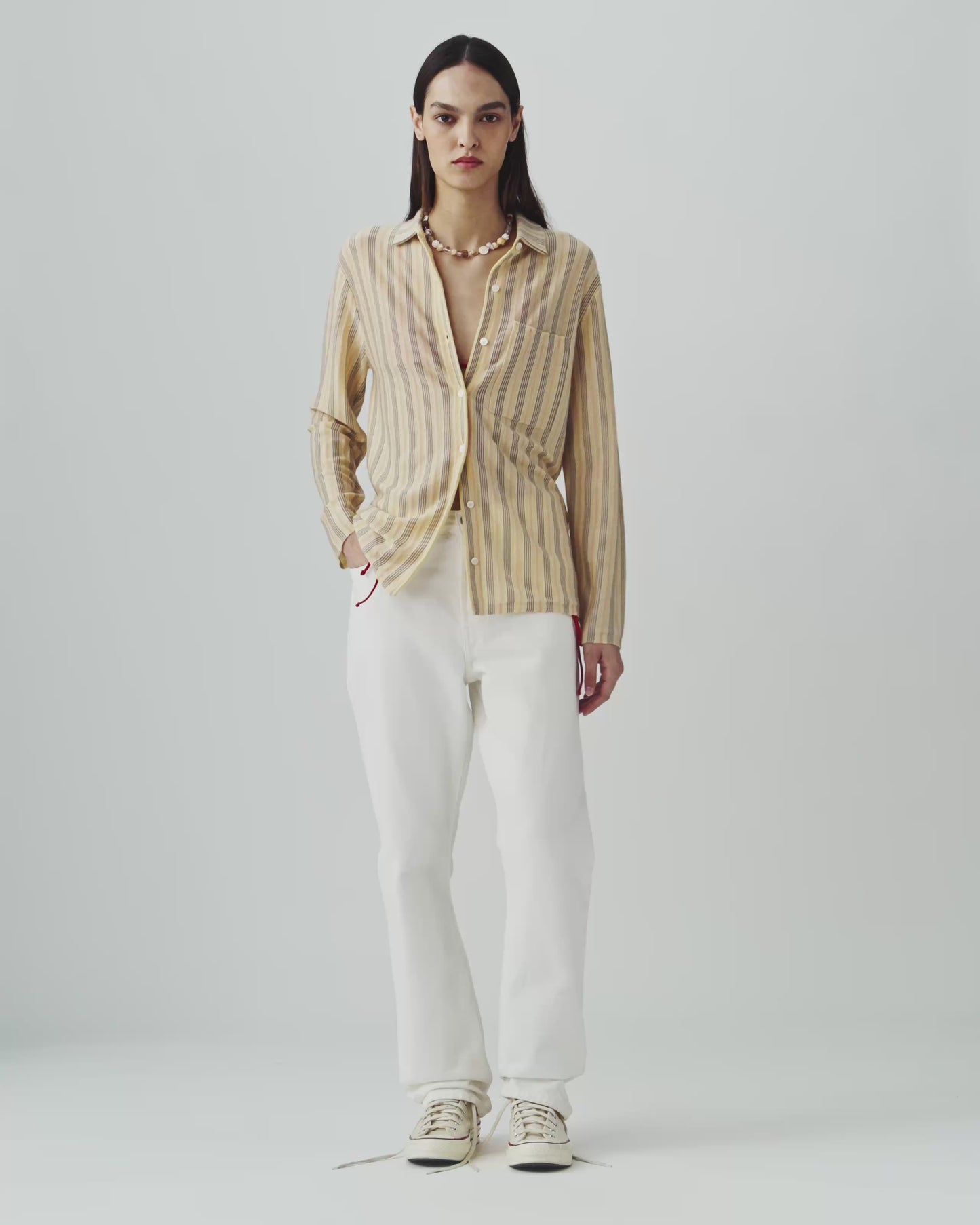 Fine Stripe Showtime Shirt - Butter Combo