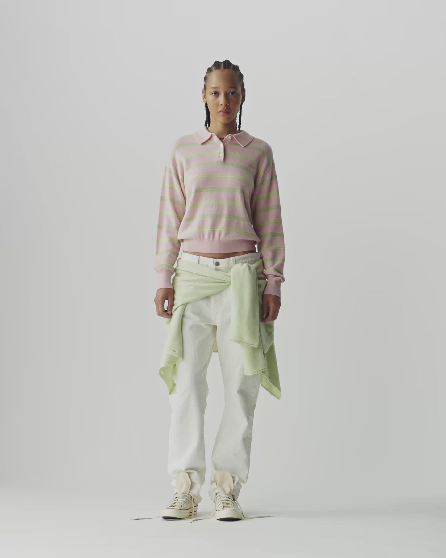 Collegiate Stripe Polo - Powder Pink Combo