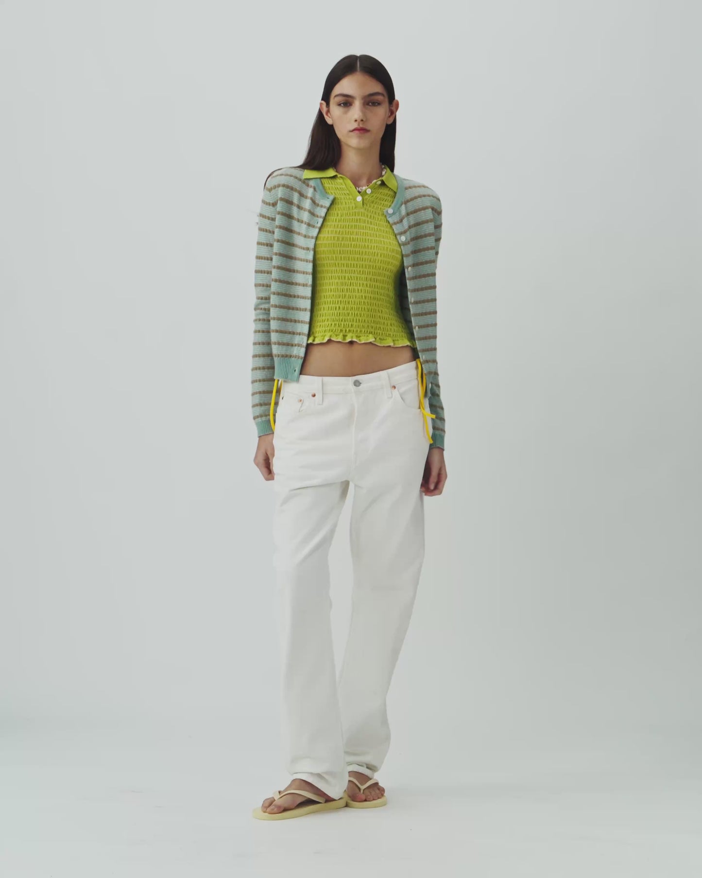 Pebble Stripe Jane Cardigan - Sage Brush Combo