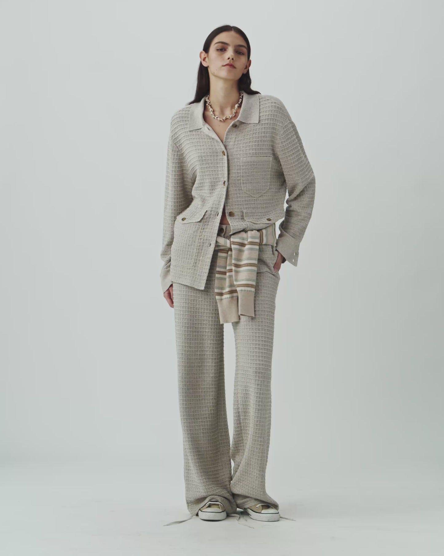 Waffle Jacket - Cream/Sandstone