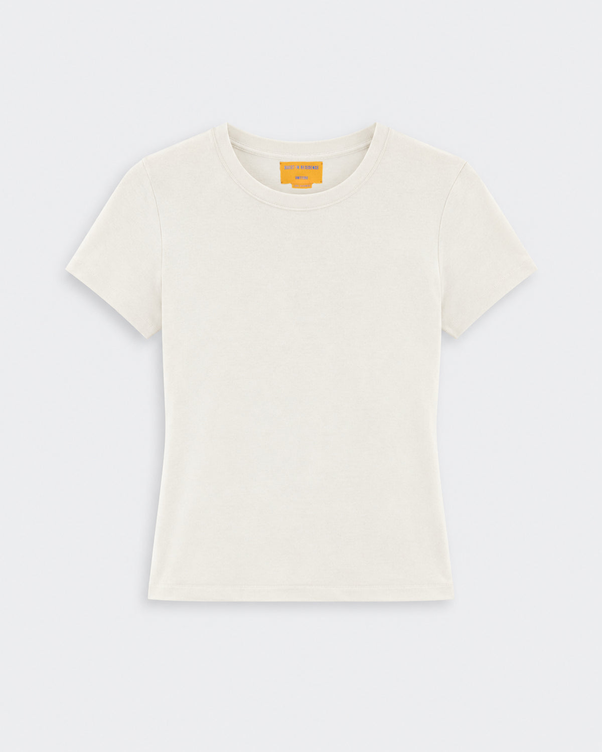 Baby Tee - Cream shown flat on a light background with a fitted silhouette short sleeves and a classic crew neckline