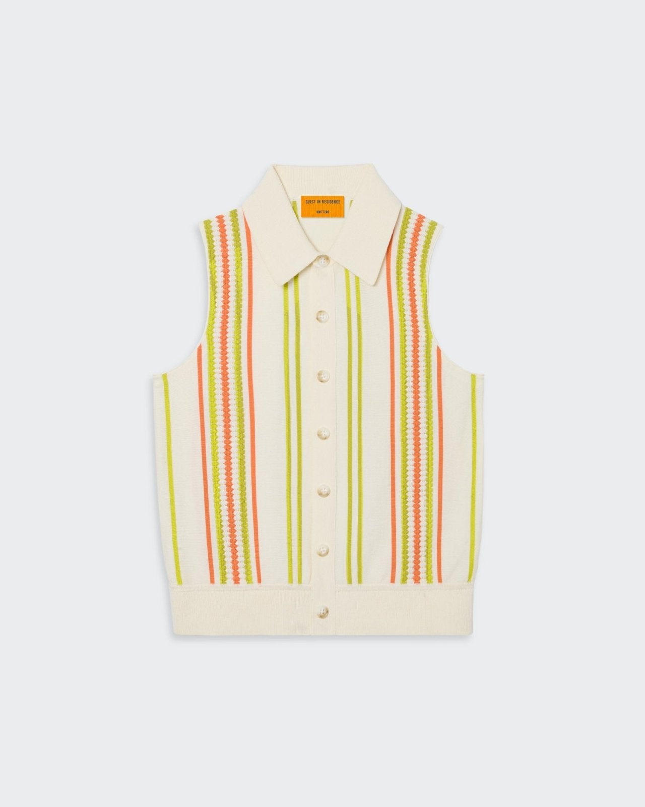 Stripe Plaza Vest - Cream/Citrine/Orange